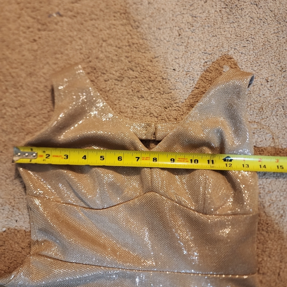 Teeze Me Macy'sGold Shimmer Fit &FlareDress Size 3/4 - Picture 12 of 16
